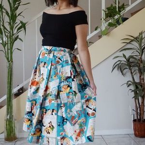 Vintage midi print skirt with pockets